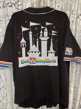 Disney Black Polo with Rainbow Castle Graphic